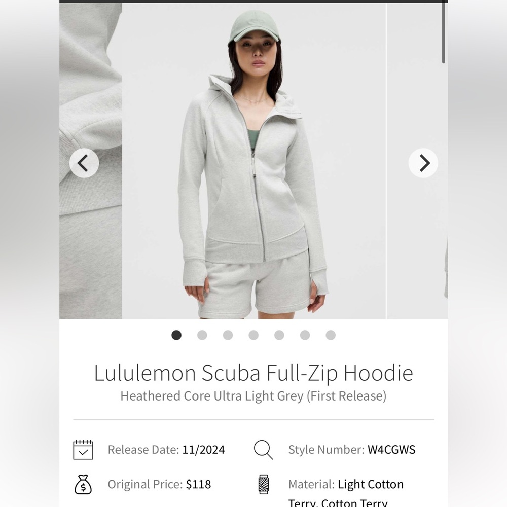 Lululemon Scuba Full zip Hoodie gray size 16